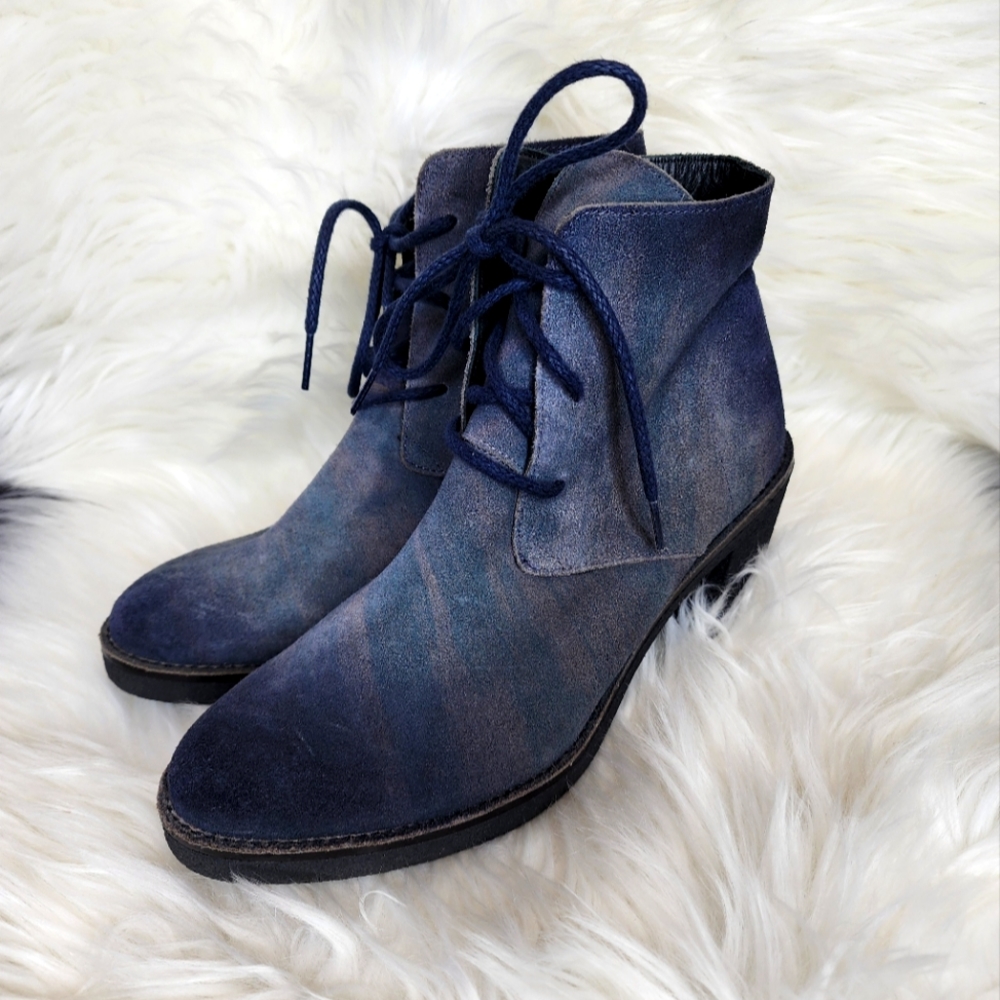 Miista Imelda Lace Up Suede Boots | Blue |Size 8